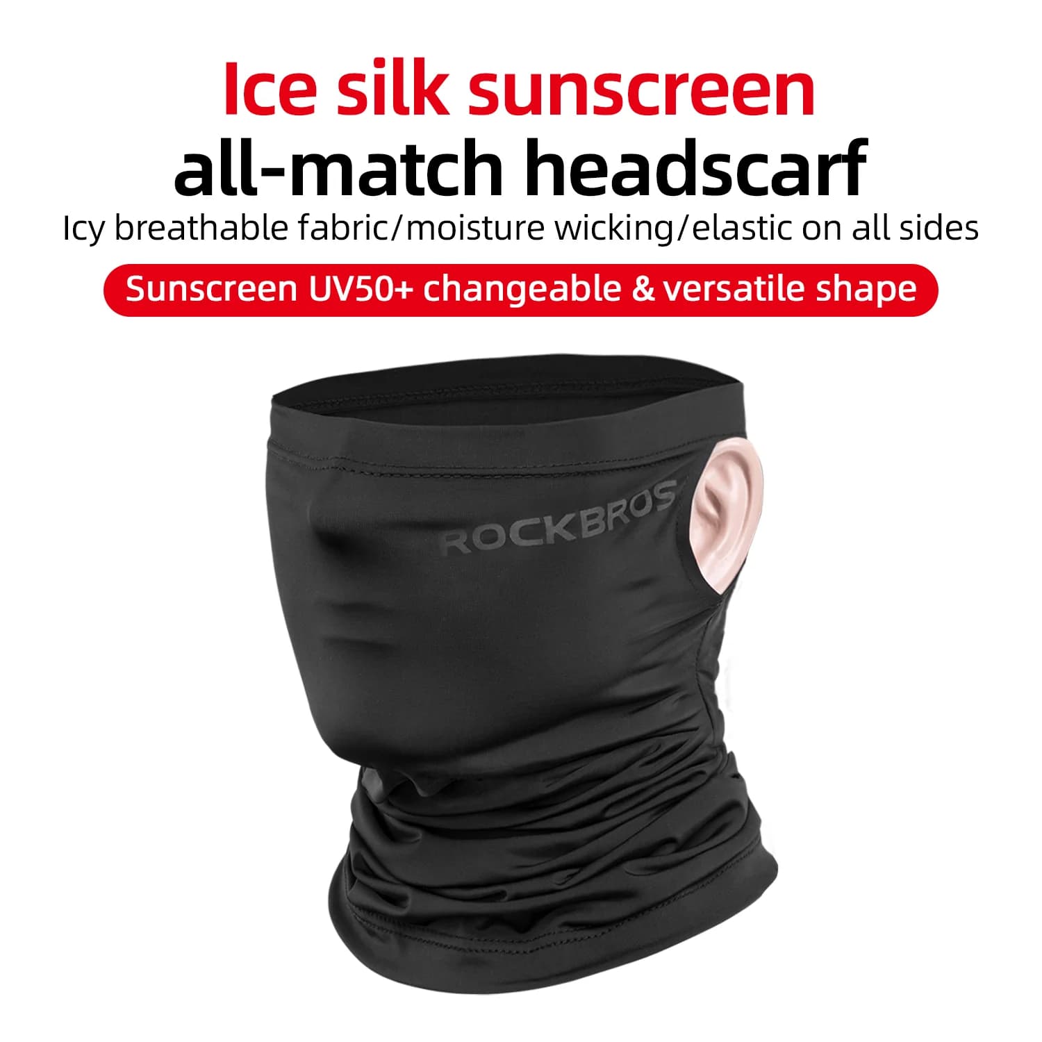 Chladivá UV400 mask na obličej z hedvábí s absorbci potu