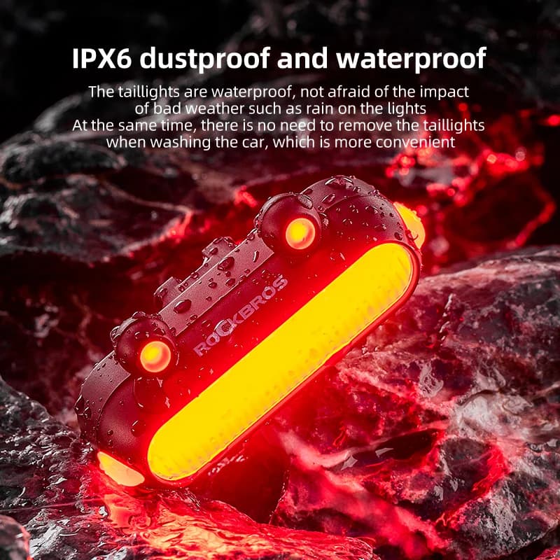 IPX6 vodotěsné zadní světlo s chytrým brzdovým senzorem, USB-C